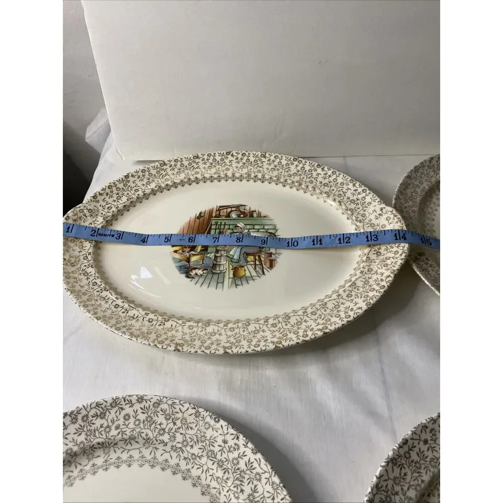 Taylor Smith Taylor 10521 Homestead Collection 22 Kt Gold 3 plates/1 platter